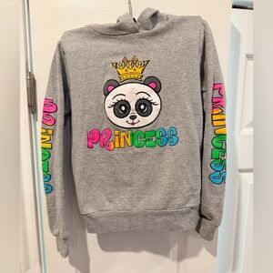On Fire Gray Panda Princess Kids Hoodie